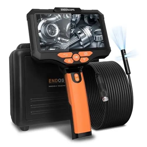 3-Linsen Endoskopkamera mit Licht 10M, 1080P Inspektionskamera mit 5 Zoll Bildschirm, IP67 Kamerasonde, Split View, 234° Rohrkamera Geeignet für Autos, Häuser, Heimwerker