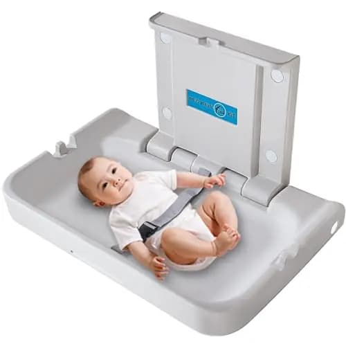 KSITEX Klappbarer Wandwickeltisch Horizontal mit Sicherheitsgurt