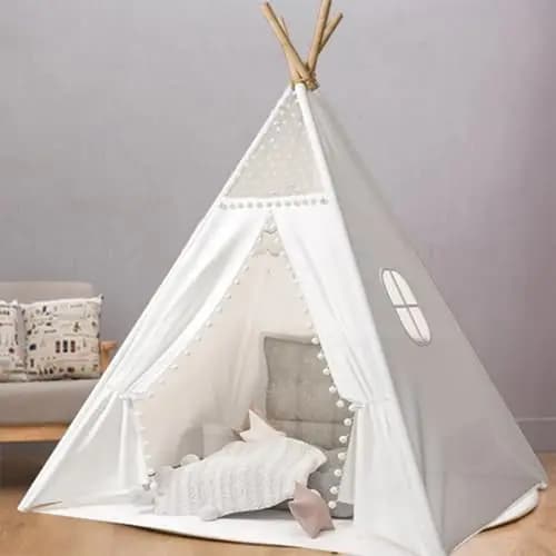 Kinder Tipi Zelt,klassisches indisches Spielzelt für Kinder,Kinderzelte aus Baumwolle für Mädchen und Jungen mit Tragetasche,faltbares Spielhaus für drinnen oder draußen,Polyester