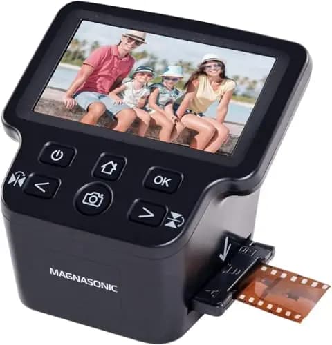 Magnasonic All-in-One 24MP-Filmscanner mit großem 5"-Display & HDMI, konvertiert 35mm/126/110/Super 8-Filme & 135/126/110-Dias in Digitale Fotos, integrierter Speicher (FS71)