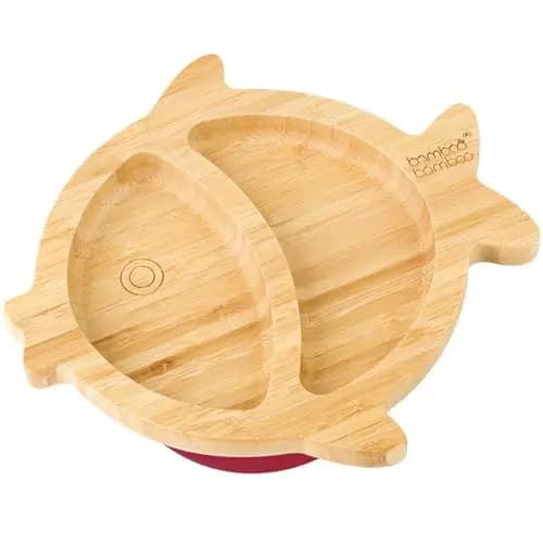 bamboo bamboo Saugnapf-Teller Fisch