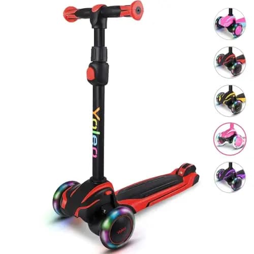 YOLEO Roller Kinder für 3–12 Jahre, Kinder Roller mit 4 Verstellbaren Höhen, Leuchtenden Räder Kinderroller, Stoßdämpfendes Design, Leicht zu Lenken, Balance-Trainings-Roller für Kinder