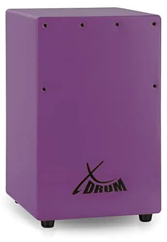 XDrum KC-37VT Kinder-Cajon - Kleine Cajon speziell für Kinder - Nur 36 cm hoch - Snare-Effekt durch stimmbare Gitarrensaiten - Violett