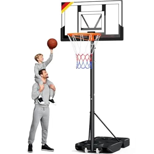 Basketballkorb Outdoor,Basketball Korb 100-305cm Höhenverstellbar,Basketballkörbe mit Ständer, Bruchsichere Rückwand, 2 Wetterfest Netz,für Kinder