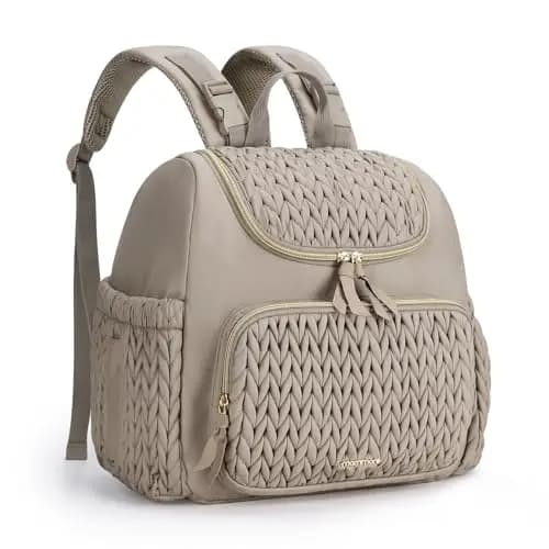 mommore Wickeltasche, kleiner Wickelrucksack, stylischer Baby-Reiserucksack mit isolierten Fächern, Wickelunterlage und Kinderwagenbefestigungen