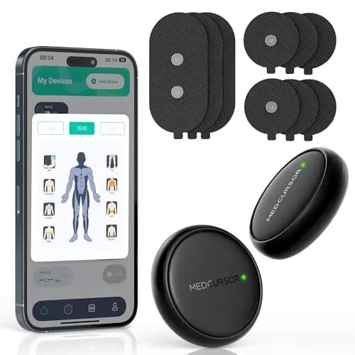 Medcursor TENS Gerät Muskelstimulator – Kabelloses 3-in-1 Dual-Channel EMS mit App Steuerung & Speicherfunktion, 25 Intensitätsstufen, 8 Programme, für Rückenschmerzen (Schwarz)