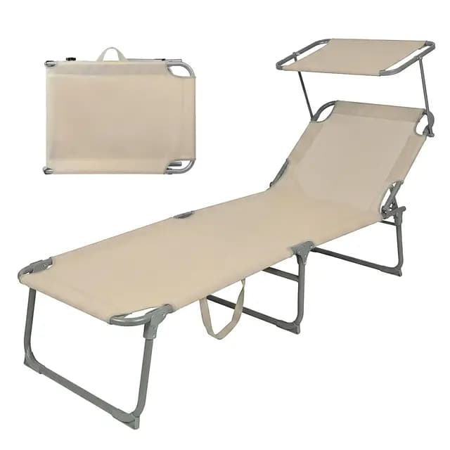 Montafox Sonnenliege klappbar mit Sonnendach beige
