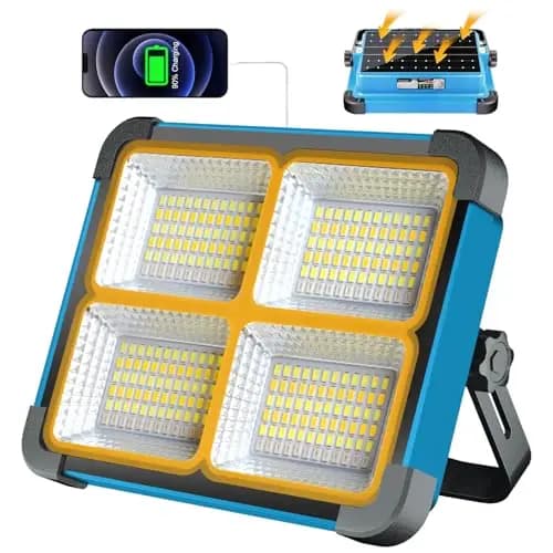 LED Baustrahler Akku 100W, Arbeitsleuchte mit 5 Modi/ 288 LEDs, 10000LM 10000mAh LED Strahler Akku Power für Notfälle, Camping, Baustelle
