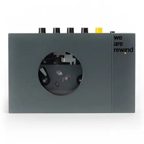 We are Rewind Tragbarer Kassettenspieler – Kassettenrekorder mit Bluetooth-Verbindung, Lautsprecher oder Kopfhörer, 3,5-mm-Audiokabel – (Kurt, Grau)