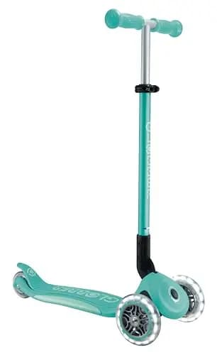 GLOBBER Primo Foldable Plus Lights Roller – Tretroller Kinder ab 3 Jahre - Scooter 120/80 mm - ABEC 5, 3-rädrig mit LED Rollen – höhenverstellbar