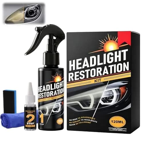 120ml Scheinwerfer Aufbereitung Spray Set, Car Headlight Cleaner, Headlight Restoration Polish Kit, Restores Clarity & Shine, für Reinigt Poliert Vermattete Vergilbte