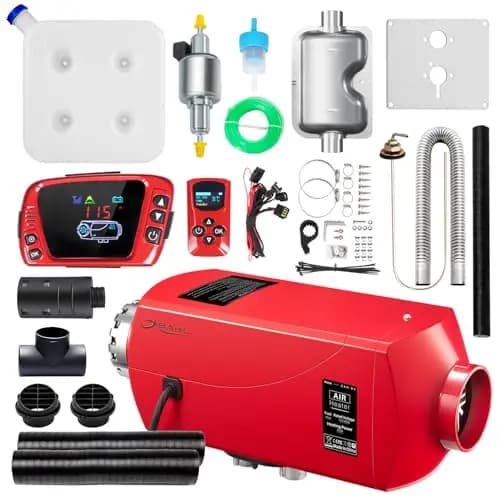 5-kW-Diesel-Heizgerät, Aluminiumgehäuse, 12-V-Diesel-Luftheizung, höhengeeignet, Standheizung mit LCD-Bedienfeld und Sprachansage & 15-Liter-Tank für LKWs, Wohnmobile, Camper und Boote
