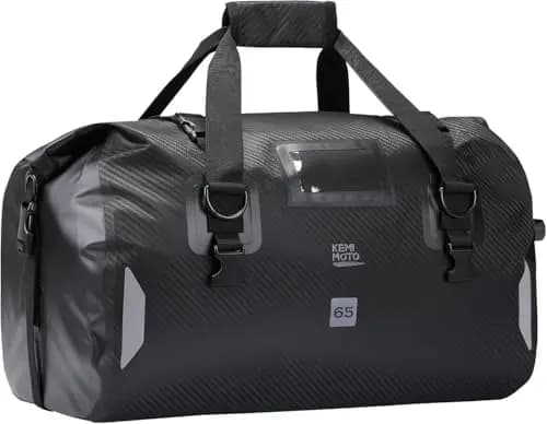 KEMIMOTO Motorrad Hecktasche 65L, IPX6 wasserdichte Motorradtasche Gepäckrolle mit Schnellverschlussgurten, Große Kapazität & Mehrere Fächer, Ideal für Touring, Camping, Motorradfahren, Wassersport – Bild 1