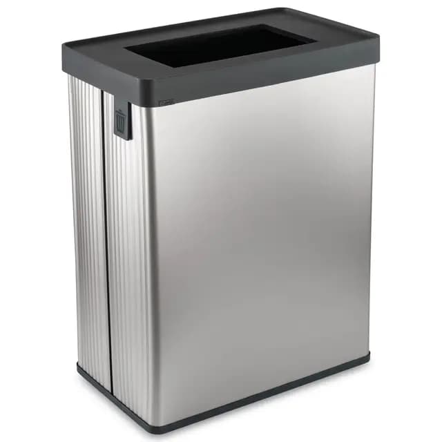 Curver Verto Recycle 54L Mülleimer für Küche, zwei Fächer, einfache Sortierung, offen, schlankes Design, silber, 26,5 x 43,5 x 54,7 cm