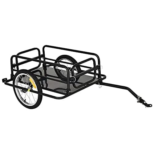 HOMCOM Fahrradanhänger Lastenanhänger für Fahrrad 40 kg Belastbarkeit Transportanhänger Handwagen Kupplung Stahl Schwarz 139 x 71,5 x 49 cm