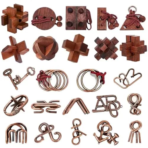 QUOIBLO Holz & Metall Geduldspiele Set