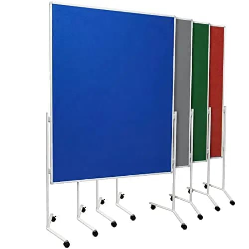 Moderationstafel UP - einteilige Metaplanwand mit Filz-Oberfläche - mobil dank Rollen - beidseitig nutzbar - Filz-Moderationswand 120x150 cm - Blau