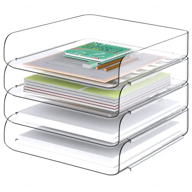 Tomorotec büro zubehör, 4 Stück, papierablage, briefablage a4, transparent, PET, stapelbar, dokumenten-0rganizer,ablage Schreibtisch，Schreibtisch