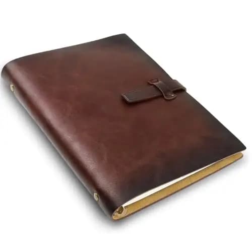 A5 Notizbuch Leder,Refillable A5 Leather Notebook,Handgefertigtes Leder mit 6-Ring-Metallbinder,Tagebuch,Braun,für Schrftsteller,Geschäft,Arbeit,23 x 17 cm,200 Seiten