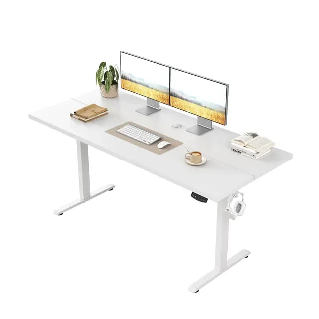 Klicelor Höhenverstellbarer Schreibtisch, Elektrischer Steh-Sitz Bürotisch, Computertisch mit 2 Memory-Funktionen, Stehpult, 100 x 60 cm, Weiß