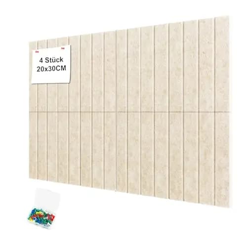 60 x 40 cm Filz Pinnwand Selbstklebend 4 Stück 30 x 20 cm Pinnwand Filz mit 50 Stück Pinnnadeln Korkwand Alternative Dekorative Pinnwände Sichere Abnehmbare Pinwand für Büro Kinderzimmer Schule(Kamel)