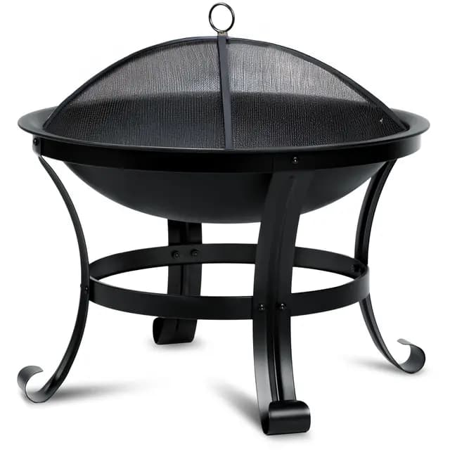 Berdsen Feuerschale 60 cm Feuerstelle Outdoor Feuerkorb Garten Rostfrei Stahl Pulverbeschichtet Schwarz – Bild 1