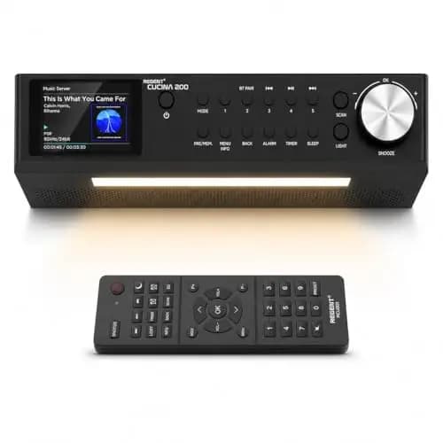 Regent Cucina 200 Küchenradio Unterbau Dab Radio mit Bluetooth FM/DAB+ Radio mit Led Leiste Küche, Farbdisplay, Küchen Timer mit 2 Alarmen, Perfektes Unterbauradio für die Küche, Farbe: Schwarz