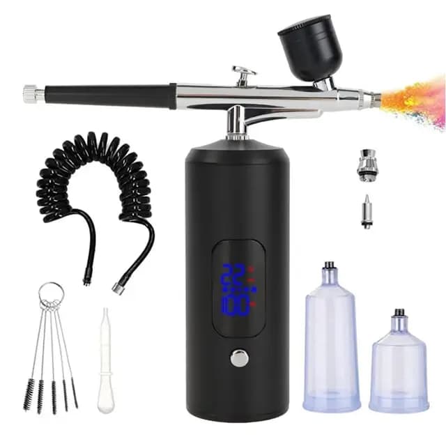 Tragbares Airbrush Set mit Kompressor, Multifunktionale Airbrush Airbrushpistole für Nageldesign,Kuchendekoration,Tattoo-Modellierung Modellbemalung Sprühkompressor für die Modelllackierung