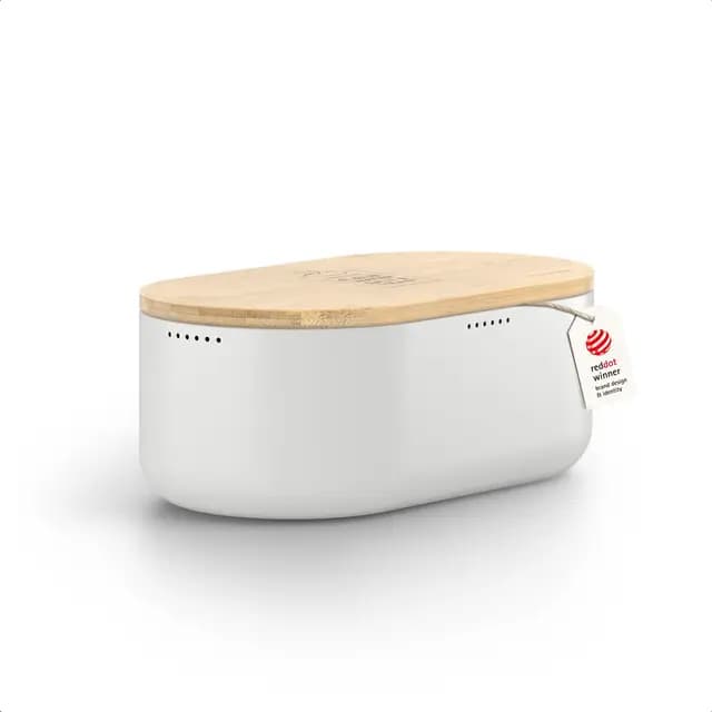LARS NYSØM Brotkasten Classic Metall mit Bambusdeckel Arctic White