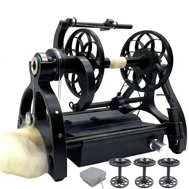Intelligente Garnspinnmaschine, Elektrisches Spinnrad, 120 G Fassungsvermögen, Mit Fußschalter Und 3 Spulen, Vorwärts-/Rückwärtslauf, Einstellbare Geschwindigkeit Black