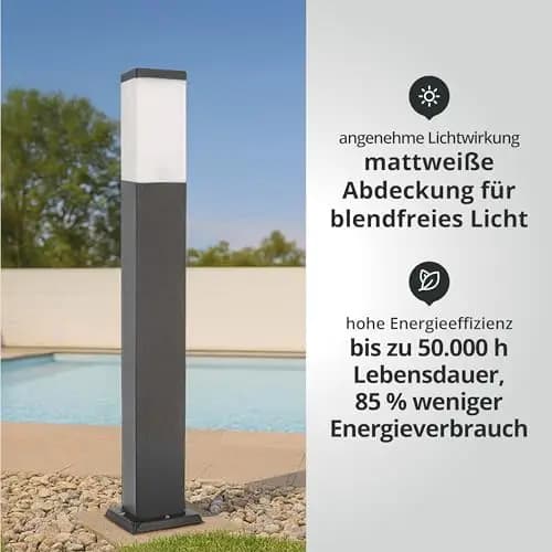 LED Universum Wegeleuchte mit 80cm Edelstahl Außenleuchte Stehleuchte Energiesäule Stromsäule Stromverteiler für den Garten Gartensteckdose (Anthrazit Standard)