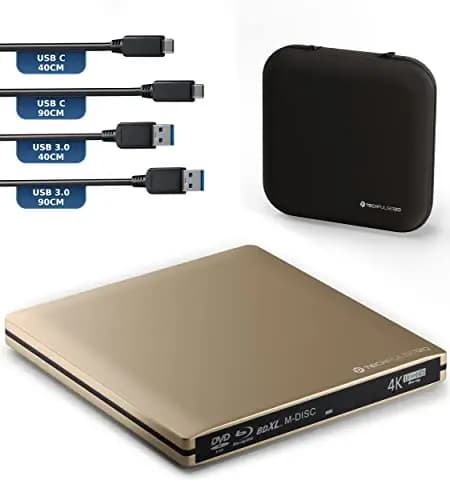 techPulse120 Imperator Gold Externes Blu-ray-Laufwerk USB 3.1 4K UHD