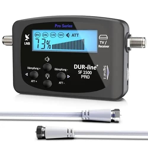 DUR-line NEU SF 2500 Pro - Satfinder - Display & Elektronik verbessert - digitales Satelliten-Messgerät zur exakten Justierung Ihrer Sat-Antenne - Finder inkl. F-Kabel und verständlicher Anleitung