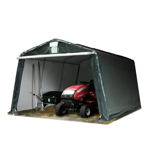 TOOLPORT Garagenzelt Carport 3,3 x 4,7 m Dunkelgrün – Weidezelt & Unterstand – PE-Plane 450 N, robuste Stahlrohrkonstruktion, wetterfester Schutz für Auto, Garten & Maschinen