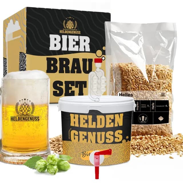 Bierbrauset Helles - 5L Bier - [Echtes Brauerlebnis] - Bier brauen Set Mit Videoanleitung - Bier Geschenke für Männer