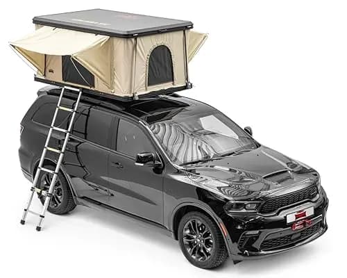 Dragon Winch Zelt Dachzelt Auto Aluminium-Hartschale für 2 Personen inklusive Matratze, Teleskopleiter, Zubehörtaschen und Moskitonetze. Komfortables und mobiles Camping Zelt | Wasserdicht (Type R)