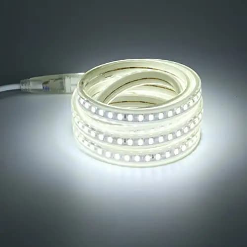 pcning 5730 LED Band Wasserdicht 2M 230V Direktanschluss, LED Streifen Kaltes weiss 6000K 2 Meter IP67 Strip mit EU Stecker (Kaltes Weiss, 2)