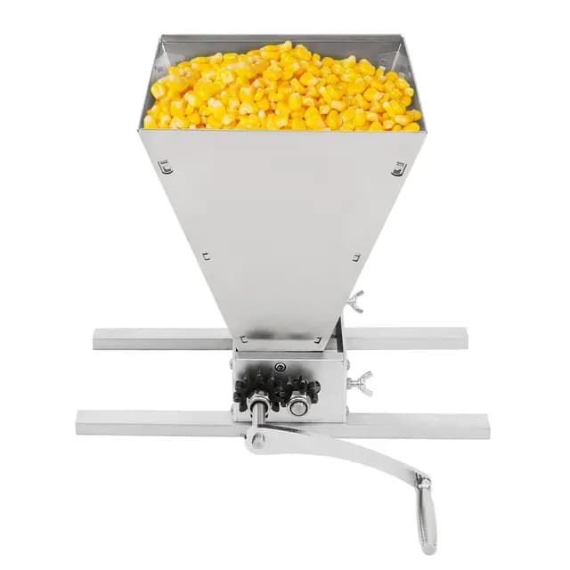 Manuelle Getreidemühle aus Edelstahl, Verstellbarer Mahlspalt 0-0,1 Zoll, 3,3L Trichter, Flockenquetsche mit Kurbel, für Bierbrauen, Haferflocken, Vollkorn