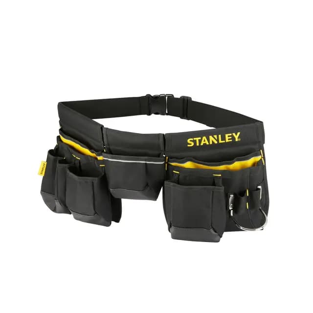 Stanley Werkzeuggürtel verstellbar mit Nageltaschen, Bandmaßtasche, Hammerhalter und zahlreichen Befestigungsmöglichkeiten ohne Werkzeug, 1-96-178