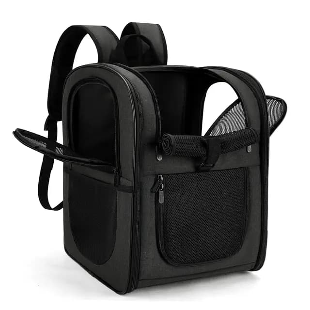 apollo walker HundeRucksack und KatzenRucksack für Kleine Haustiere(Belastbarkeit 2-15kg) - Gepolsterter Rückenstütze Hundetasche Atmungsaktiver Netz-Tierrucksack für Wandern, Reisen, Schwarz