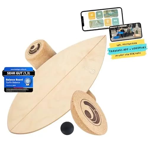 Surfin Balance Board Set Holz inkl. Rolle, Halbkugel & Ball – Bild 1