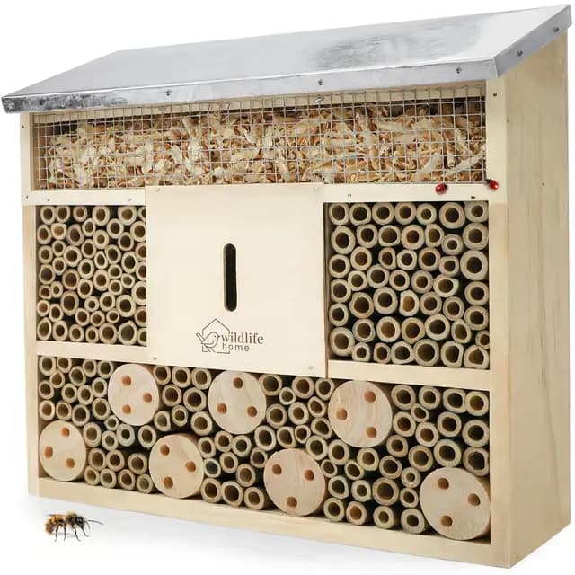 Wildlife Home Insektenhotel mit Metalldach aus Kiefernholz