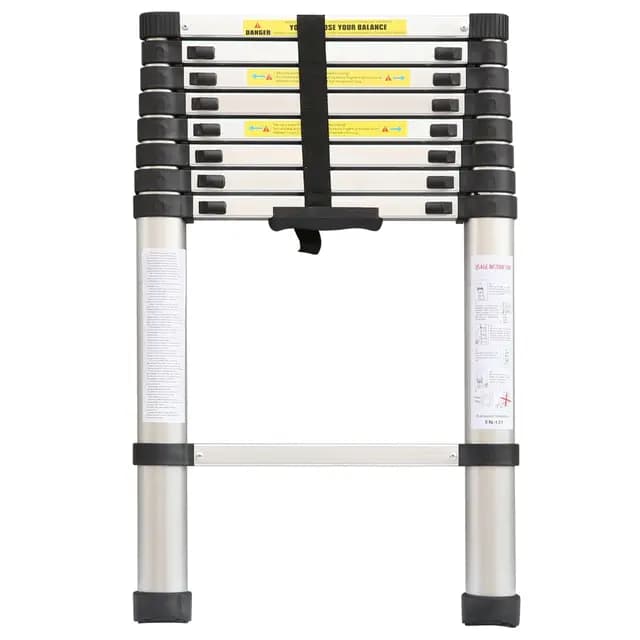 Teleskopleiter Ausziehbar aus Aluminium – 2m / 200cm Klappbare Anlegeleiter, rutschfeste Teleskop Leiter, Belastbar & Platzsparend, Höhenverstellbare Leiter für Haushalt & Baustelle 150kg