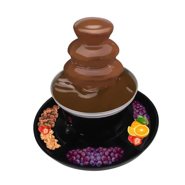 Schokoladenbrunnen, 3 Ebenen Schokoladen-Brunnen für Familienfeiern, Elektrisch Schokoladenfontäne aus Edelstahl, Schokobrunnen Schokolade, 40W 230V, 0.45KG Schokolade Kapazitä