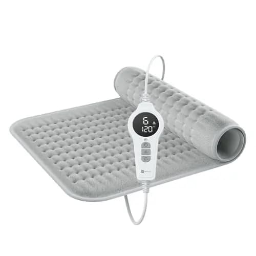 BR Bringer Infrarot Heizkissen mit Abschaltautomatik - 6 Heizstufen (25-60°C), Überhitzungsschutz, Maschinenwaschbar, LED Display, sehr weiches Flanell (Grau, 70 x 40 cm)