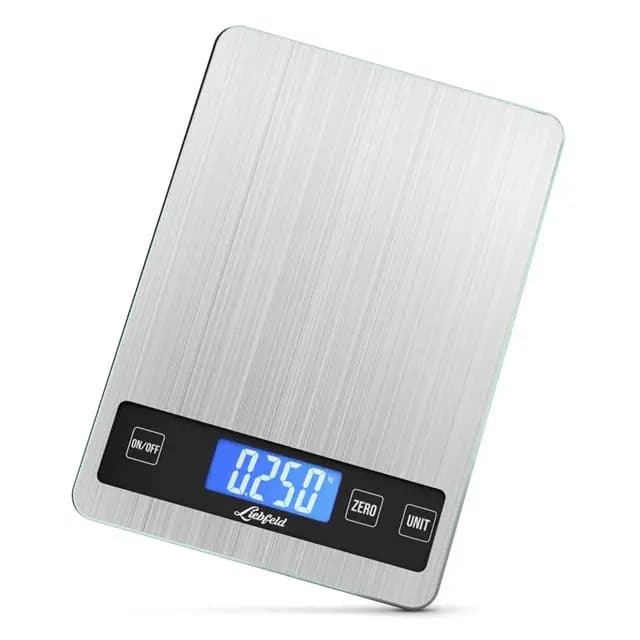 Liebfeld Küchenwaage Digital Edelstahl/Glas 15 kg – Bild 1