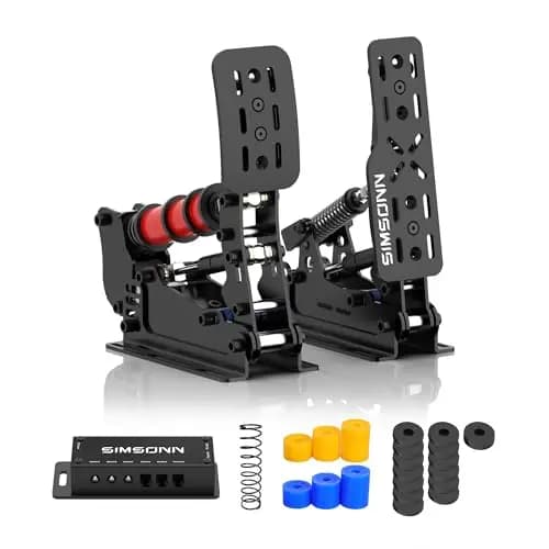 SIMSONN Plus X Sim Racing Pedale PC Racing Simulator Drucksensor Lastzelle HE Hydraulikpedale Unterstützung für haptische Pedale Reactor Schwarz(Black P2-H2)