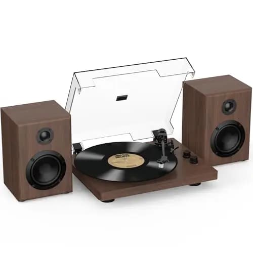 Trynnay Plattenspieler mit verstellbarem Gegengewicht, Bluetooth-EIN-/Ausgang, 33/45 U/min, spielt 7/10/12-Zoll-Schallplatten ab, Hi-Fi-Sound für Vinyl-Musikliebhaber