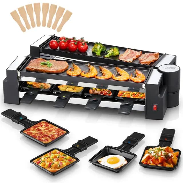 FOHERE Drehbarer Raclette Grill 8 Personen