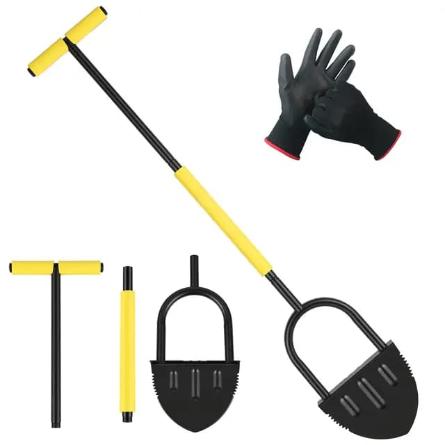 Rasenkantenschneider, Rasenkantenstecher mit langem Stiel, Halbmond-Sägezahnklinge und T-Griff, manuelles Kantenmesser für Rasen, Beet, Gehweg und Garten